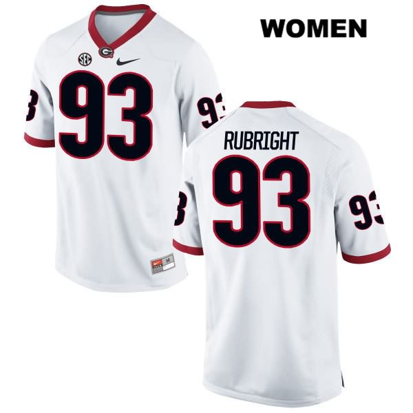 Georgia Bulldogs Women's Bill Rubright #93 NCAA Authentic White Nike Stitched College Football Jersey LRI0156RX